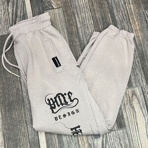 🔥🔥 Y2K MACHINIST Streetwear Brand Graphic Gray Sweatpants Men Size Large - EUC